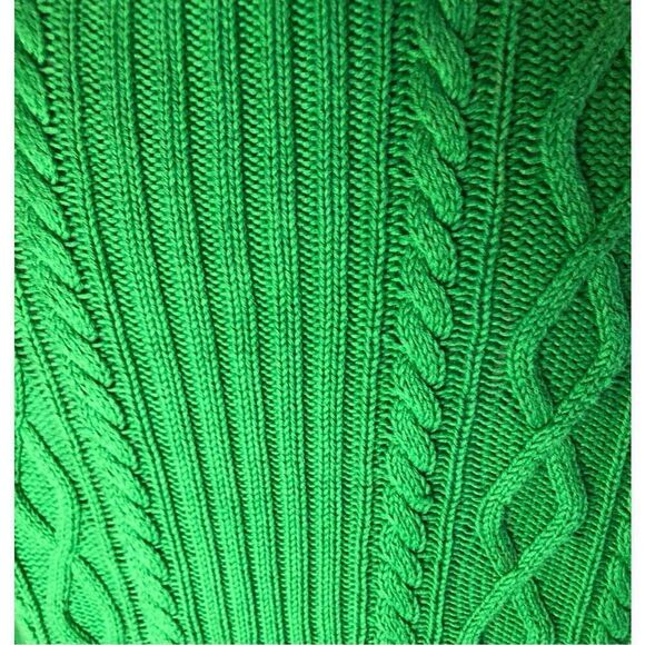 Cable knit Chaps vintage green cable knit 3/4 gold zip cotton mock turtleneck sw - Picture 11 of 12